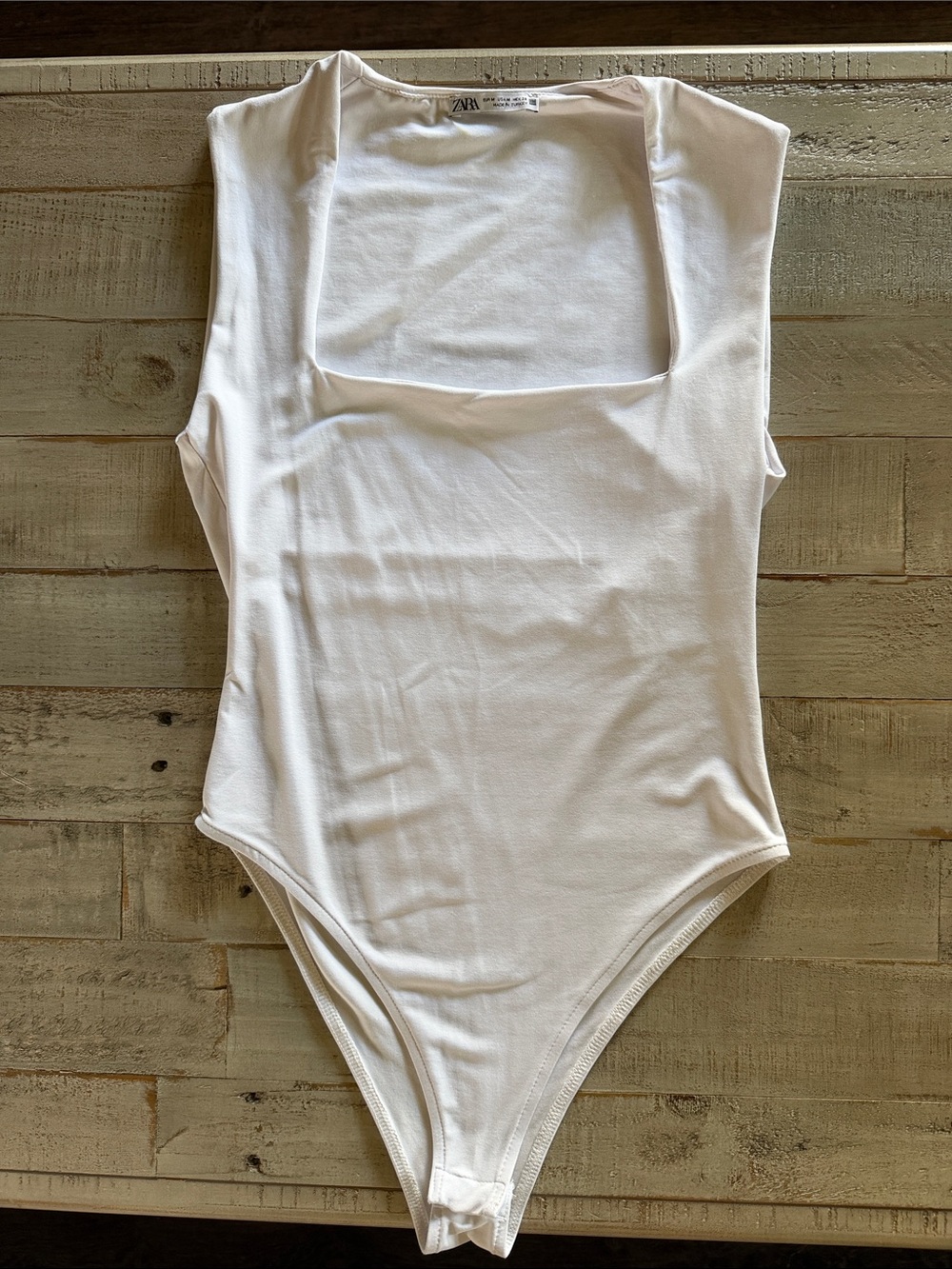 Zara White Square-Neck Bodysuit
